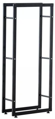 Productafbeelding van And Outdoor: Stalen houtrek Adela - Matzwart - Geschikt voor binnen en buiten - 25x80x150cm - Houtopslag van staal