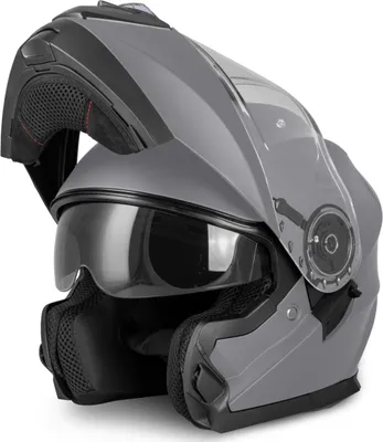Produktbild von VINZ Santos Klapphelm mit Sonnenblende | ECE 22.06 & PINLOCK vorbereitet | Motorrad Helm Integralhelm | Motorradhelm Klappbar | In Gr. XS-XXL | Erhältlich in verschiedenen Farben - Matt Titanium | L (59 - 60 cm)