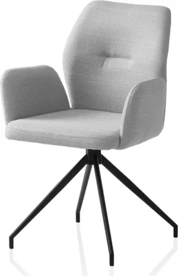 Produktbild von SalesFever Armlehnstuhl | 180° Drehfunktion | Bezug in Strukturstoff | Gestell Metall | B 59 x T 58 x H 88 cm | hellgrau – schwarz