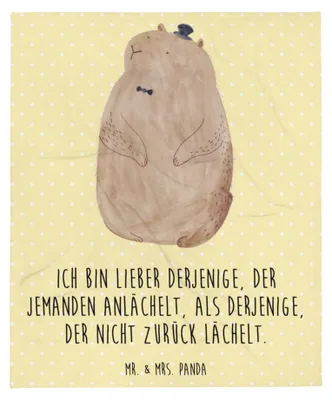 Produktbild von Mr. & Mrs. Panda Decke Murmeltier - Gelb Pastell - Geschenk, Plaid, Anstand, Lustige Sprüche, Respekt, Kuscheldecke, Bettdecke, Freundlichkeit, Knigge, Fröhlichkeit