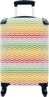 Produktbild von MuchoWow® MuchoWow® Koffer Handgepäck Trolley Rollkoffer Kleine Reisekoffer mit 4 Rollen - Muster - Regenbogen - Retro - Cabin Size < 55x40x23 cm & 55x40x20 cm - Fotokoffer - Kabinenkoffer - Boardgepä