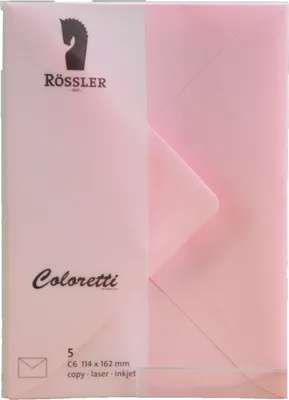 Produktbild von Rössler Papier 220705523 Coloretti Briefumschläge - C6, 5 Stück, rosa