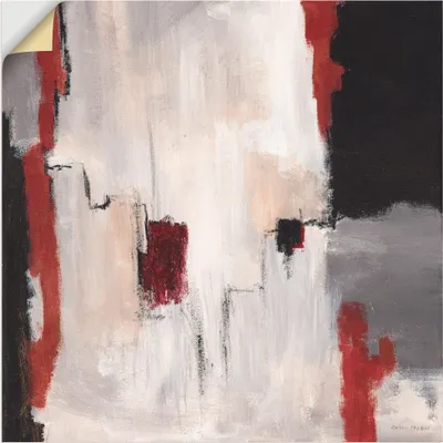 Produktbild von ARTland Wandbild, selbstklebend Rot an Grau I - Abstrakt Größe: 70x70 cm
