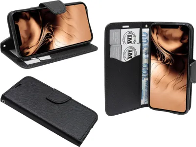 Produktbild von cofi1453® Buch Tasche Fancy kompatibel mit iPhone 11 Handy Hülle Etui Brieftasche Schutzhülle mit Standfunktion, Kartenfach Schwarz