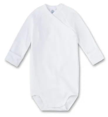 Produktbild von Sanetta Baby-Wickelbody langarm Kratzschutz weiß | Weich, anschmiegsam