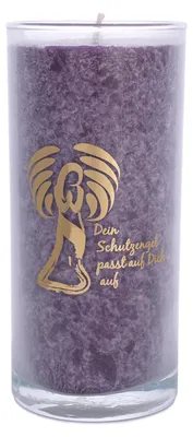 Produktbild von yogabox Palmwachs-Kerze mit goldenen Etikett - weiß 14 cm Schutzengel