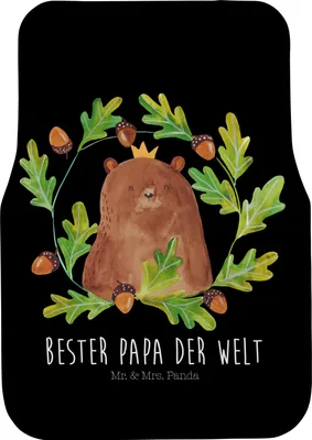 Produktbild von Mr. & Mrs. Panda Automatte Bär König - Schwarz - Geschenk, Autoteppich, Teddybär, Dad, Auto Teppich, Vater, Fußmatte Fürs, Daddy, Papa, Vatertag