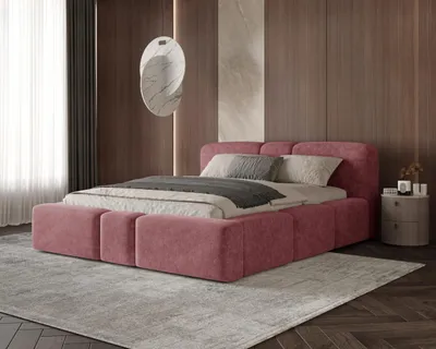 Produktbild von Chilly Möbel Design Bett Monte - Polsterbett mit stabilem Metallrahmen, Bettkasten und Stauraum - Doppelbett mit Kopfteil 180x200 cm / Perfect Harmony / Rotwein