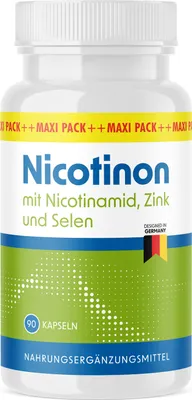 Produktbild von Nicotinon Kapseln - mit Pflanzenextrakten, Mineralstoffen und Vitaminen - für Frauen und Männer - 90 Kapseln Inhalt pro Dose
