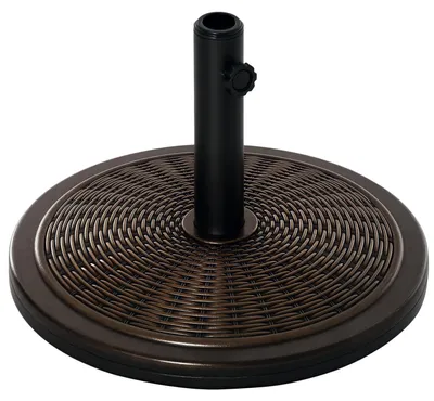 Produktbild von Sonnenschirmständer aus Zement 14kg Rund Schirmständer mit Rattanoptik für Sonnenschirm 35mm/38mm/48mm Rohrdurchmesser