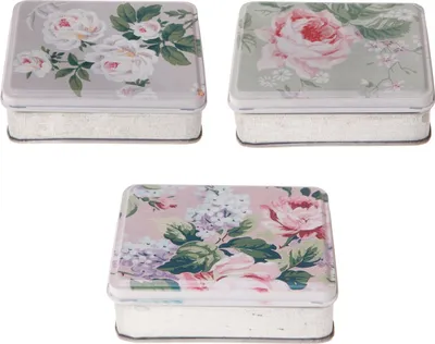 Produktbild von Sass & Belle Metalldosen mit Deckel "Rosen" - 3 Dosen im Set