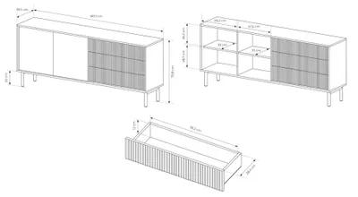 Produktbild von Selsey Tavo - Sideboard 3-türig, 3 Schubladen, Cremona Eiche, 187 cm