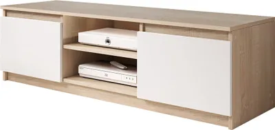 Produktbild von MIRJAN24 TV-Lowboard Dingo, Fernsehschrank, Grifflosem Öffnen, Fernsehtisch, Wohnzimmer TV-Shrank (Farbe: Sonoma / Weiß, mit weißer LED Beleuchtung)