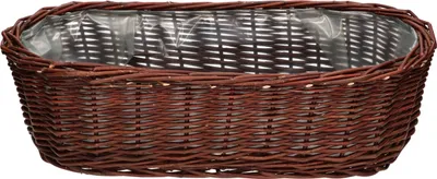 Image de KOTARBAU® Cache-pot en osier tressé Pot de fleurs ovale pour fleurs et plantes Panier naturel 50 cm Bac à fleurs en rotin tressé Panier tressé
