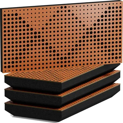 Obrázek produktu pro Balení po 4 kusech – Úzký akustický panel WILDS-H pohlcující zvuk | 25 x 50 cm | Odraz | Tloušťka – barva: [33 mm | třešeň]