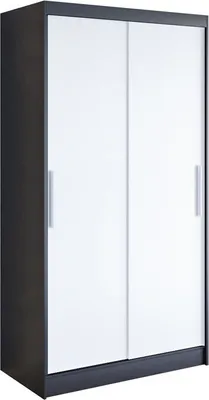 Produktbild von Easy4You K1 100 cm Schwarz/Weiß Schiebetüren Kleiderschrank 100x200x58 cm Schlafzimmermöbel, Aufbewahrung - Mehrzweckschrank - Farbe: Schwarz/Weiß