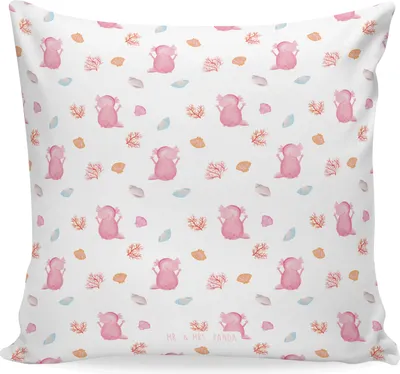 Produktbild von Mr. & Mrs. Panda kissen für sofa Axolotl Hurra - Weiß - Geschenk, 40x40, Fröhlich, Polster, kuschelkissen, Spaß, Lurch, bedruckt