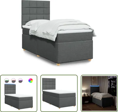 Produktbild von The Living Store Boxspringbett mit Matratze Dunkelgrau 80x200 cm Stoff