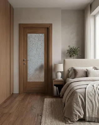 Immagine prodotto di Porta interna marrone con vetro, ecologica, completa e di alta qualità