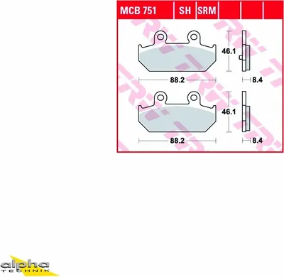Produktbild von TRW Bremsbelagsatz MCB751SRM AN650 Burgman WVBU