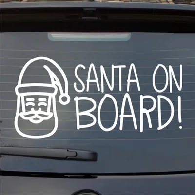 Produktbild von Heckscheibenaufkleber Santa on Board Weihnachten Christmas 55x27 cm Weiss Glanz Auto Aufkleber Sticker