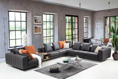 Produktbild von Große Wohnlandschaft Sofa Ecksofa U form Grau Stoffsofa JVmoebel