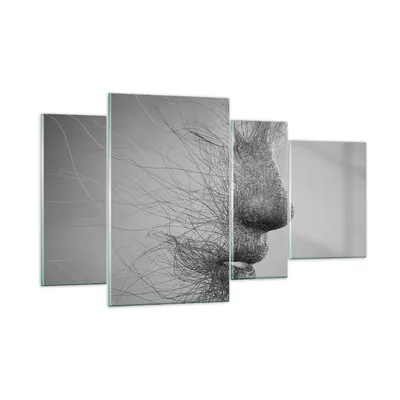 Produktbild von Bilder auf glas - 4 Teile - Gesicht Grafiken Fäden - 120x70cm - Glasbilder - Wandbilder - Bilder - zum Aufhängen bereit - Wanddekoration aus Glas - Glas Bilder - Wandbild auf Glas - GDL120x70-4324