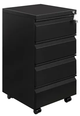 Zdjęcie produktu dla Szafka na dokumenty - Metalowa - 4 szuflady - Czarna - 44 x 37 x 71,5 cm - Do biura i domowego gabinetu