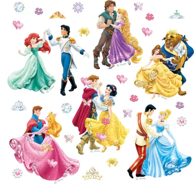 Produktbild von Disney Wandtattoo Prinzessinnen Rosa, Gelb und Blau - 600213 - 30 x 30 cm
