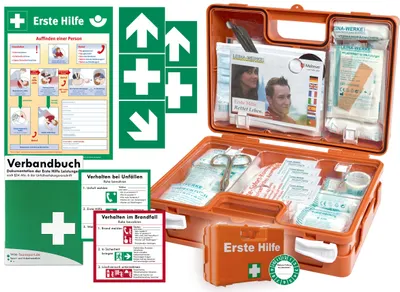 Produktbild von Erste-Hilfe-Koffer BG -Komplettpaket- für Gewerbe -aktuelle DIN/EN 13157 -Kleiner Betriebsverbandkasten von WM-Teamsport -inkl. Aushang & Aufkleber