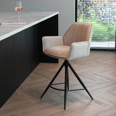 Productafbeelding van Barstoel Noa Beige/Zwart - Giga Meubel- Set van 2
