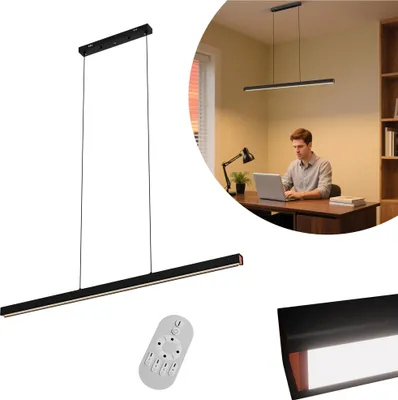 Image de UISEBRT 120cm LED Suspension 48W Dimmable, réglable en hauteur, dimmable avec télécommande, design linéaire, lampe à suspendre pour salon, salle à manger, cuisine, bureau