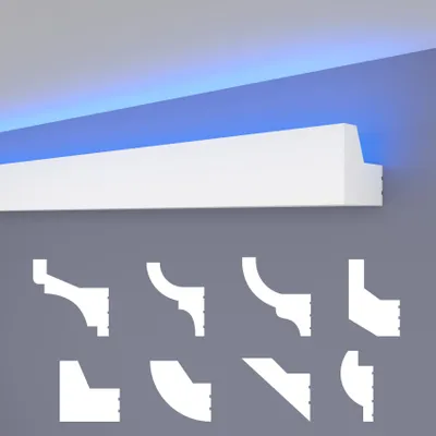 Produktbild von HEXIMO LED Stuckleisten klassisch, XPS Styropor indirekte Beleuchtung Wand- & Deckenleisten Lichtleisten Beleuchtung Styropor Deckenleisten (30,6 Meter HLED 25)