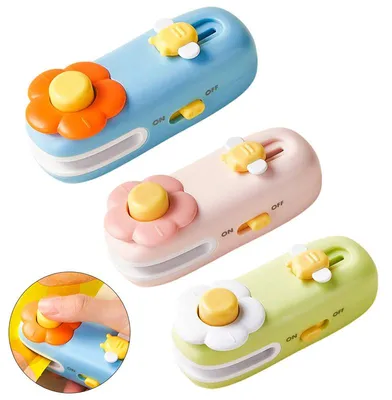 Produktbild von 3er Set Mini Folienschweißgerät USB Wiederaufladbar, 2-in-1 Tütenverschweißer mit Cutter, Tragbares Heißsiegelgerät für Snack- und Frischhaltebeutel