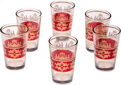 Immagine prodotto di 6x Bicchiere da tè orientale Marrakesh rosso - SET di 6