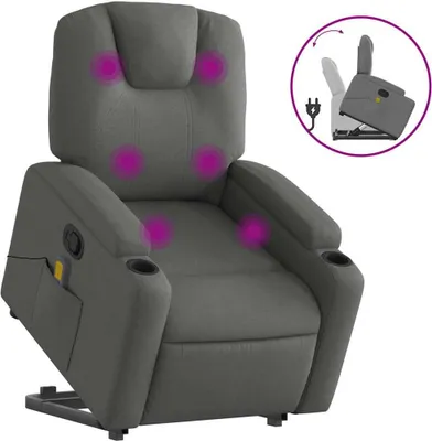 Produktbild von vidaXL Massagesessel mit Aufstehhilfe Dunkelgrau Stoff