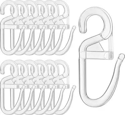 Produktbild von Vorhanghaken, Pack von 120 Universal Over-Clip Haken, transparente Falthaken, mit 6 mm Öse Vorhanghaken, für Vorhangstangen und Vorhangstangen