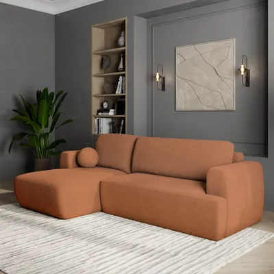 Produktbild von Masseno Ecksofa SENTI N L-S mit Schlaffunktion L-Form, Sofa mit Bettkasten, Wohnzimmersofa, Couch, Soffa, Bettsofa, Couchgarnitur- Orange, NOW OR NEVER 54