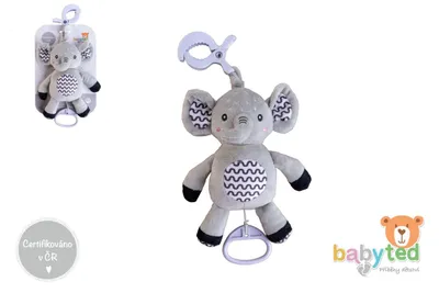 Produktbild von Babyted Elefant Aufziehmusikspielwerk Plüsch 30cm Aufhänger für Bettchen/Kinderwagen auf Karte im Beutel 0m+