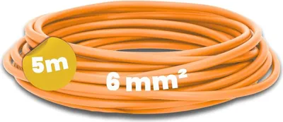 Produktbild von Kalitec 5 Meter H07V-K 6 mm² orange Verdrahtungsleitung I Aderleitung flexibel I Litze 6mm2 I Verdrahtung feindrätig I Einzelleitung I Kabel eindrähtig für Schaltschrank I Schaltdraht
