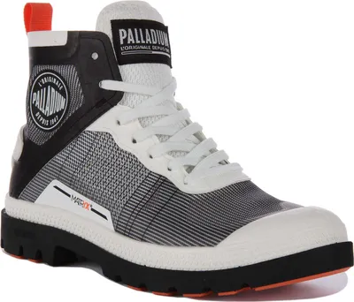 Produktbild von Palladium Pampa Lite + Matryx Schnürung Vegane Masche Offroad Stiefelette Weiß Schwarz – 5 UK - 38 EU - 5,5 US / Weiß schwarz