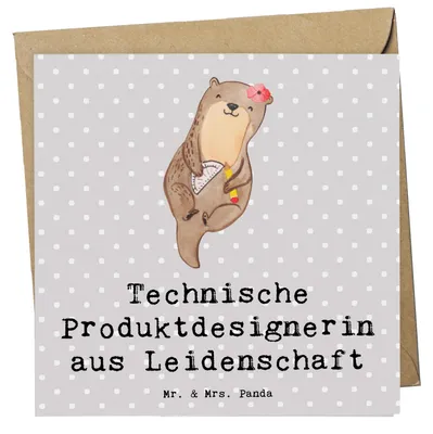 Produktbild von Mr. & Mrs. Panda Deluxe Karte Technische Produktdesignerin Leidenschaft - Grau Pastell - Geschenk, Glückwunschkarte, doppelkarte, Klappkarte, anlasskarte, faltkarte