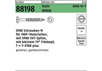 Zdjęcie produktu dla SPAX 0441010400603, Śruba, Cynk, Płyta pilśniowa, Płaska głowa, Torx, Niebieski