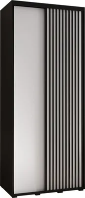Produktbild von MEBLE KRYSPOL Sapporo 1 Schrank mit 2 Schiebetüren - 205,2x100x45 cm - Schwarz Weiß Schwarz