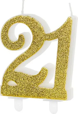 Produktbild von Geburtstagskerze Zahl 21, gold, 7,5cm