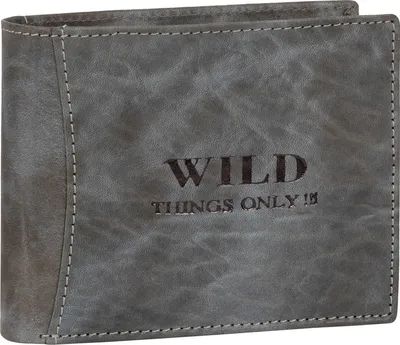 Produktbild von Wild Things Only !!! echt Leder Portemonnaie Geldbörse Herren Querformat Grau-Blau (5453)