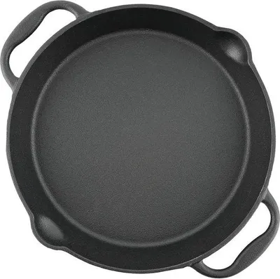 Produktbild von Famanu Grillpfanne aus Gusseisen mit zwei Griffen und zwei Ausgießern - Servierpfanne - Durchmesser 20 cm
