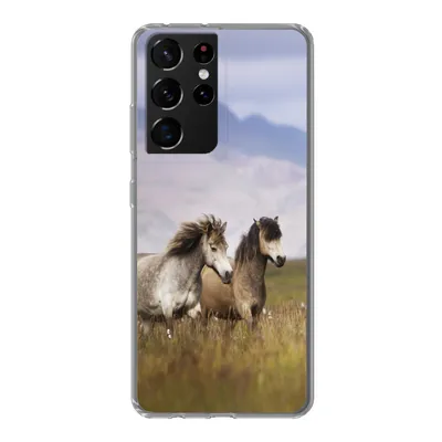 Produktbild von MuchoWow® Handyhülle Schutzhülle Hülle für Samsung Galaxy S21 Ultra Pferde - Gras - Berge Silikon Softcase Handy Hülle - Mobiltelefon