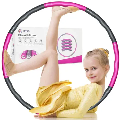 Obrázek produktu pro Hula Hoop pro děti, 8 dílů, odnímatelný, růžová/šedá barva, hmotnost 0,68 kg