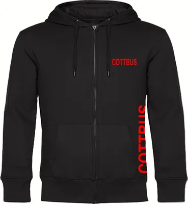 Produktbild von multifanshop Kapuzen Sweatshirt Jacke - Cottbus - Brust & Seite, schwarz, Größe L